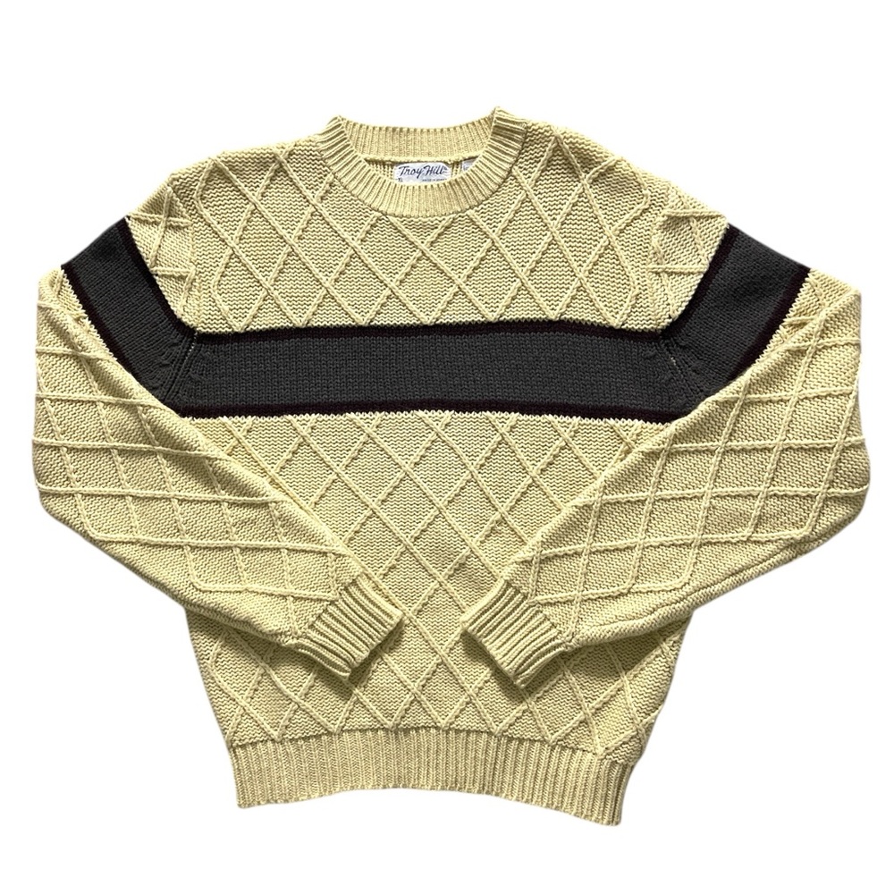 Troy Hill Stylish Crewneck Sweater in‎ Cream and Black